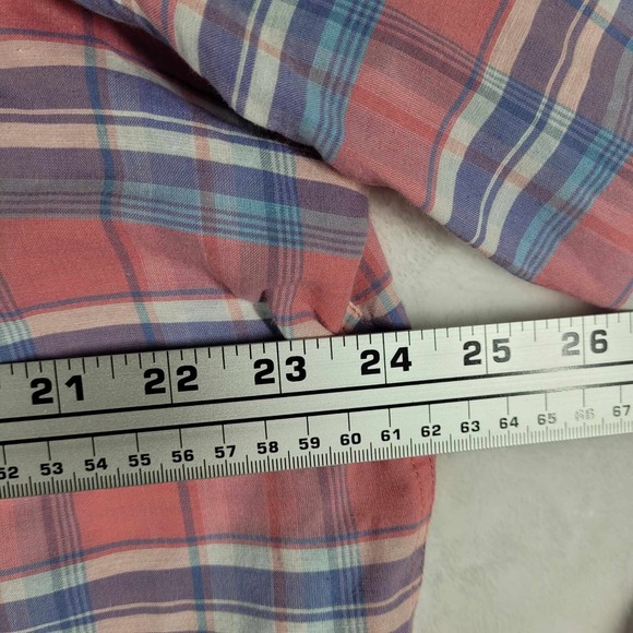 Faherty Button Up Long‎ Sleeve Shirt Men's XL Plaid Blue Pink White Comfort - Picture 2 of 13